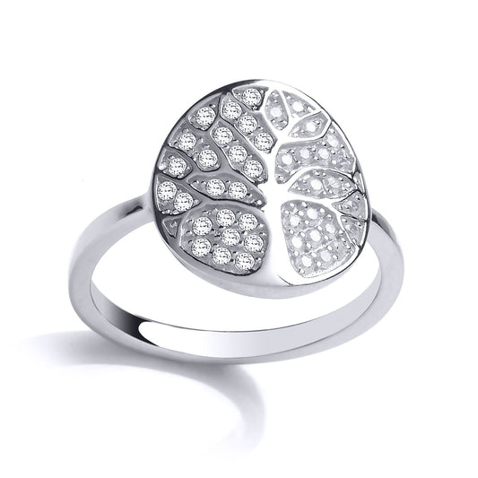 Silver CZ Firefly Tree of Life Signet Ring - GVR813