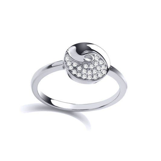 Silver CZ Donut Swirl Dress Ring - GVR827