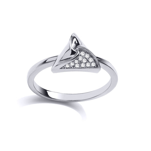 Silver CZ Triangle Hamantaschen Dress Ring - GVR830