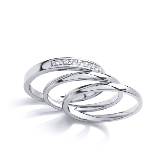 Silver CZ Eternity Triple Band Bridal Rings Set - GVR853