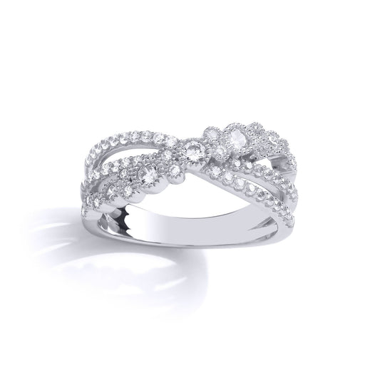 Silver CZ Crossover Bubbly Eternity Ring - GVR872