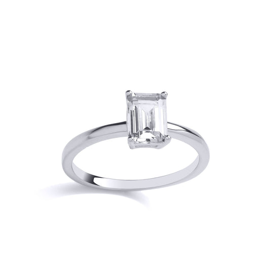 925 Silver Emerald CZ Minimal 4 Claw Solitaire Engagement Ring - GVR909