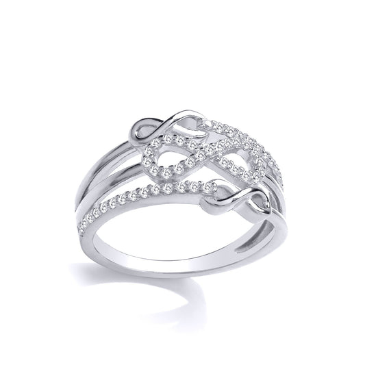 Sterling Silver CZ Split Triple Infinity Eternity Stacker Ring - GVR925