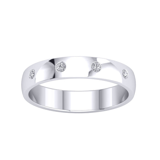 Silver CZ D-Shape 5 Stone Half Eternity Wedding Band Ring 4mm - GVR937