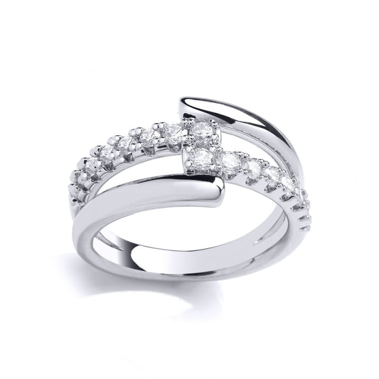 925 Sterling Silver CZ Split Crossover Bypass Eternity Ring - GVR959