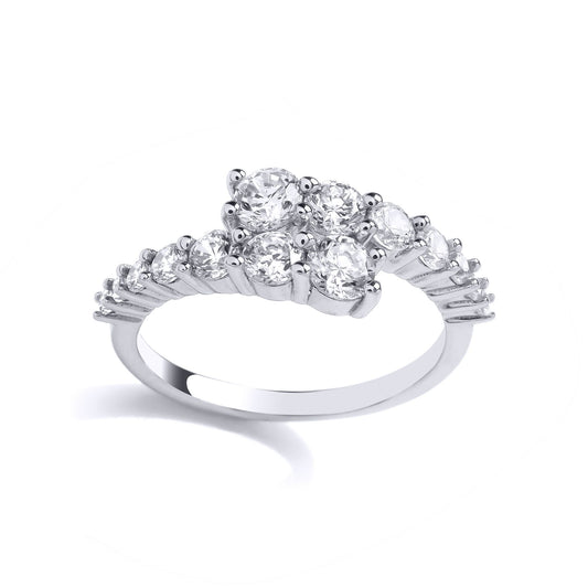 925 Sterling Silver CZ Crossover Graduated Bypass Eternity Ring - GVR964