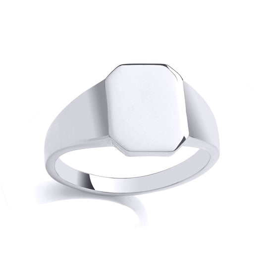 Mens 925 Sterling Silver Rectangle Octagon Signet Ring - GVR981