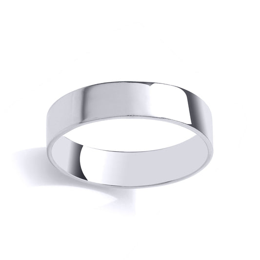 Mens 925 Sterling Silver Flat Profile Polished Band Ring 6mm - GVR989