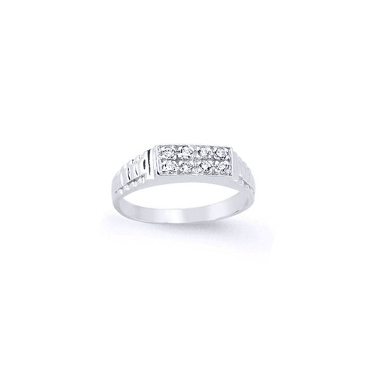 Boys Silver CZ Watch Style ID Signet Ring - GVR9K
