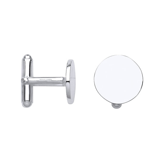 Mens Silver Round Disc Swivel Cufflinks - GVU18
