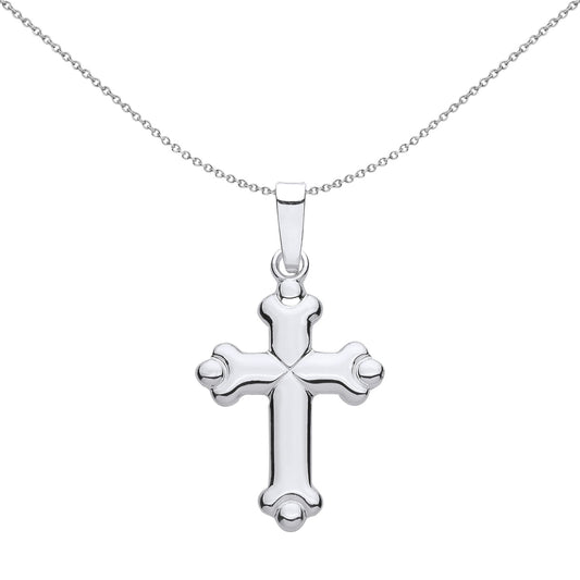 Unisex Silver Bottony Spanner Ball Cross Pendant Necklace 18 inch - GVX096