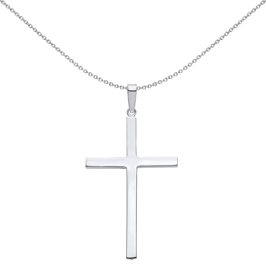 Unisex Silver Minimalist Square Latin Cross Pendant Necklace 18" - GVX100