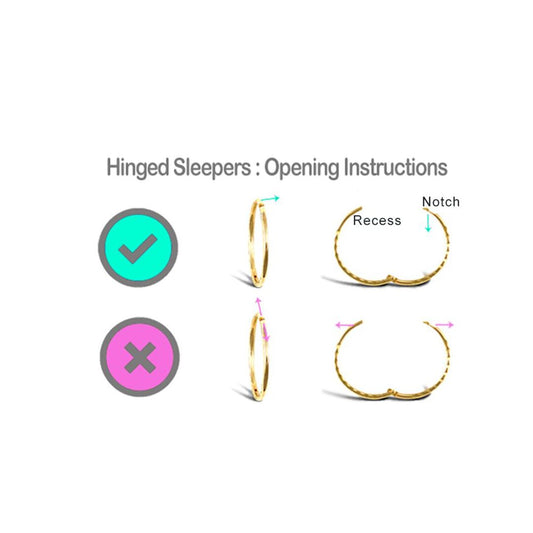 Solid 9ct Gold Hinged Sleeper 1mm Hoop Earrings 16mm - JER649C