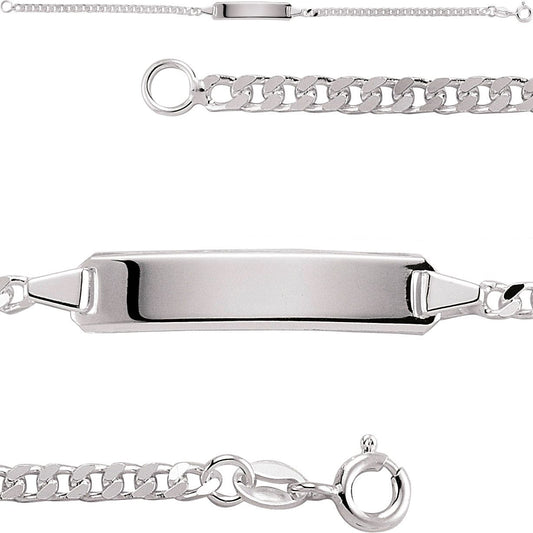 Silver Curb Link ID Identity Bracelet 6mm 7.5 inch - ID14