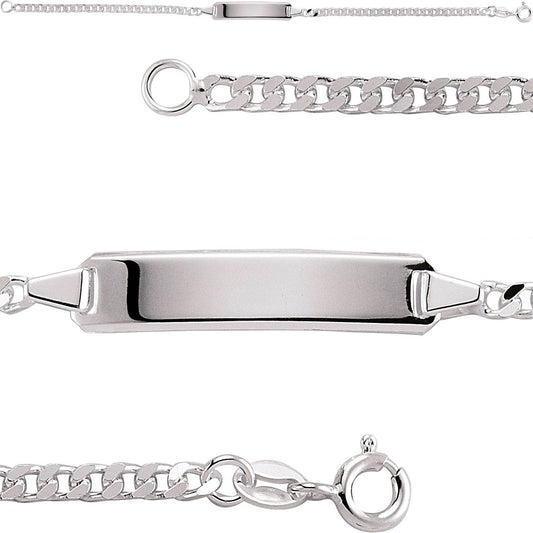 Silver Curb Link ID Identity Bracelet 6mm 7.5 inch - ID14