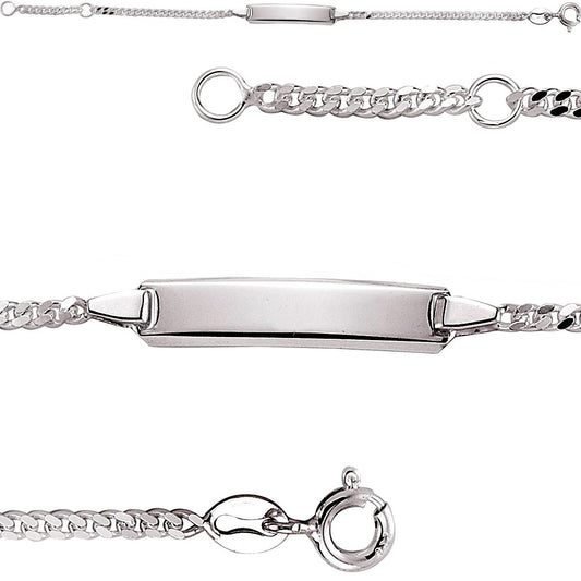 Girls Silver Curb Link ID Identity Bracelet 6mm 5 / 6 inch - ID17