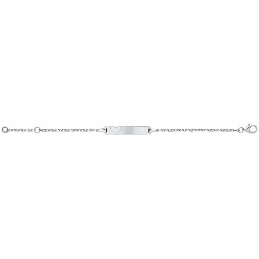 Girls Silver Love Heart Trace Belcher ID Bracelet 5mm 5 / 6" - ID22