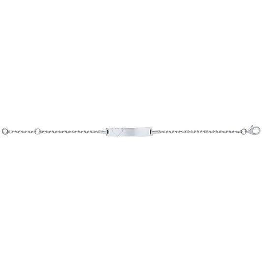 Girls Silver Love Heart Trace Belcher ID Bracelet 5mm 5 / 6" - ID22