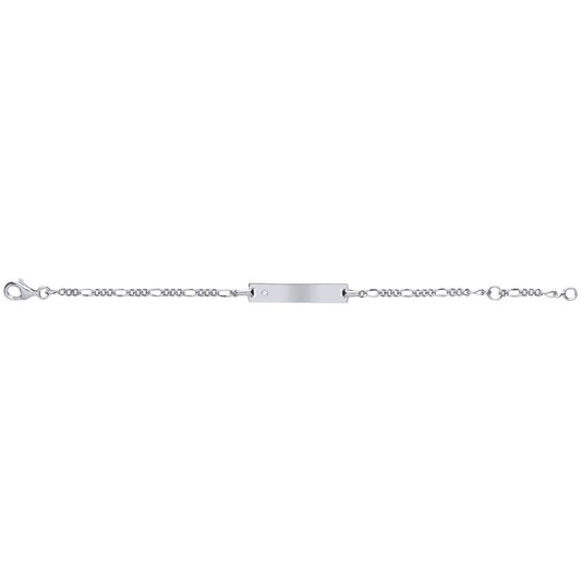 Kids Silver CZ Figaro ID Identity Bracelet 5mm 5.5 inch - ID28