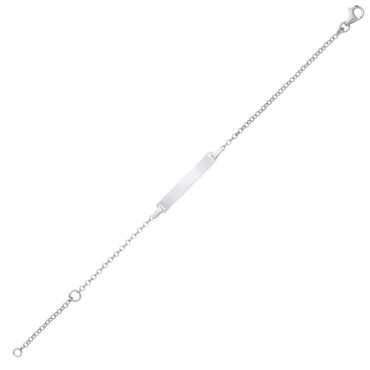 Kids 925 Silver Round Belcher Identity ID Bar Bracelet 5 + 1 inch - ID39