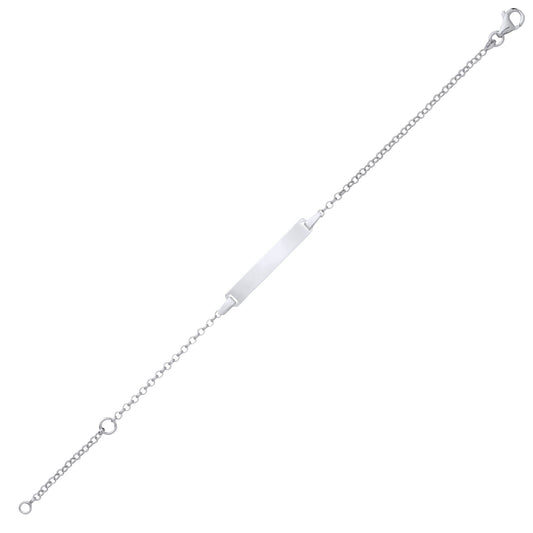 Kids 925 Silver Round Belcher Identity ID Bar Bracelet 5 + 1 inch - ID39
