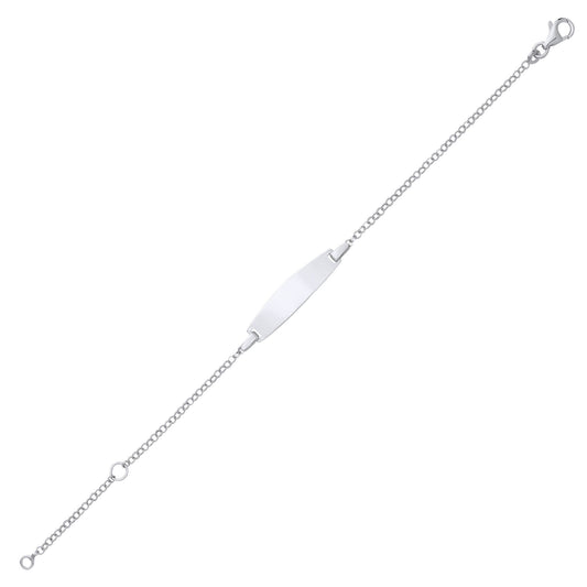 Kids Silver Belcher Chain Oval Bar Identity ID Bracelet 5 + 1" - ID41