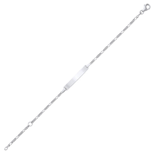 Kids Silver Classic Figaro Chain Identity ID Bar Bracelet 5 + 1" - ID43
