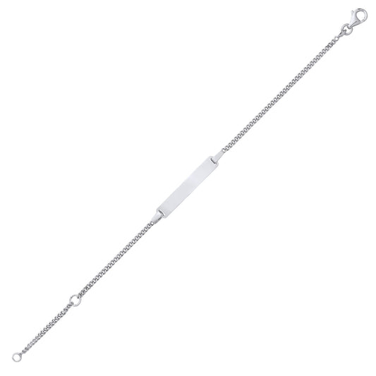 Kids 925 Silver Classic Curb Identity ID Bar Bracelet 5 + 1 inch - ID49