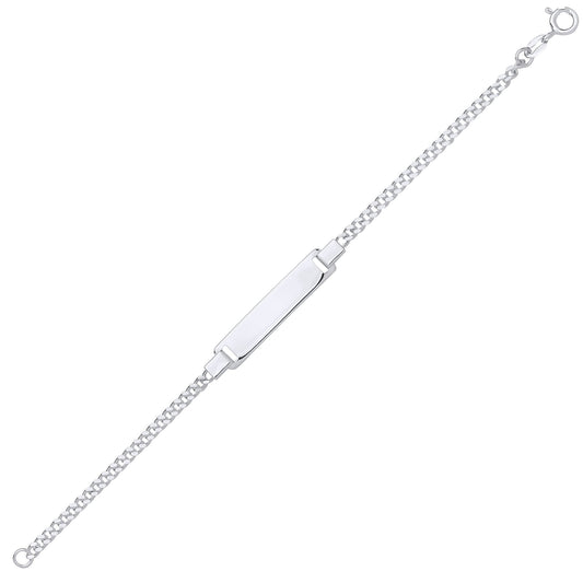 Kids Sterling Silver Classic Curb Identity ID Bar Bracelet 6 inch - ID52