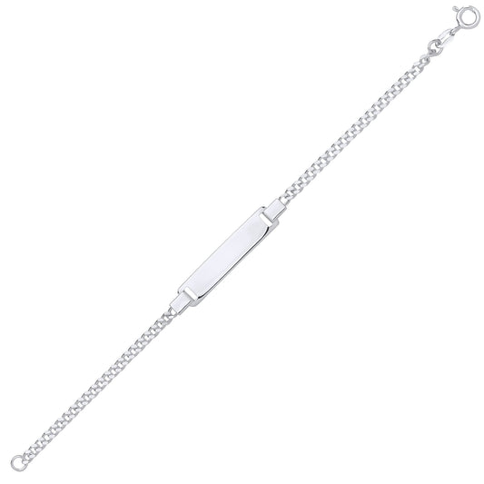 Kids Sterling Silver Classic Curb Identity ID Bar Bracelet 6 inch - ID52
