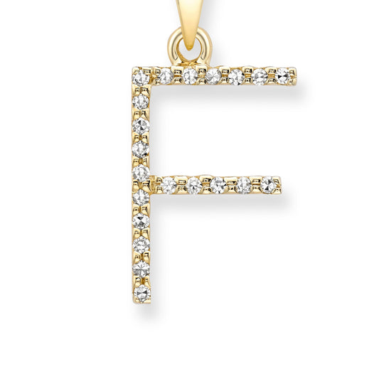 9ct Gold Diamond Initial Charm Pendant Letter F - INNR0212-F