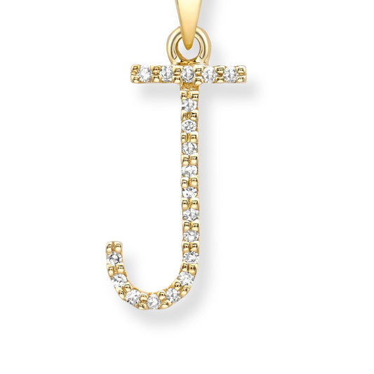 9ct Gold Diamond Initial Charm Pendant Letter J - INNR0212-J