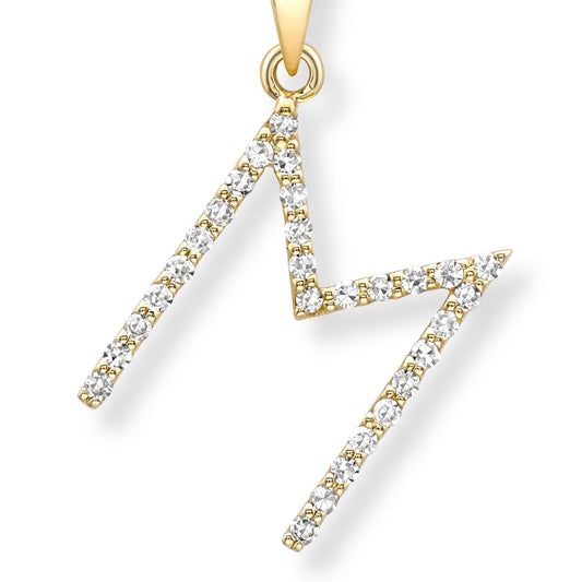9ct Gold Diamond Initial Charm Pendant Letter M - INNR0212-M