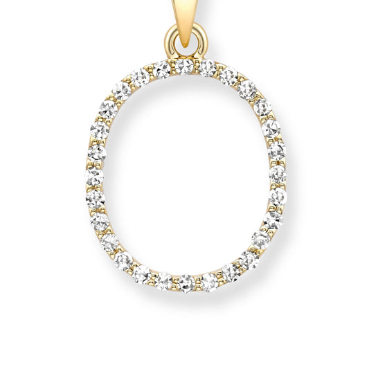 9ct Gold Diamond Initial Charm Pendant Letter O - INNR0212-O