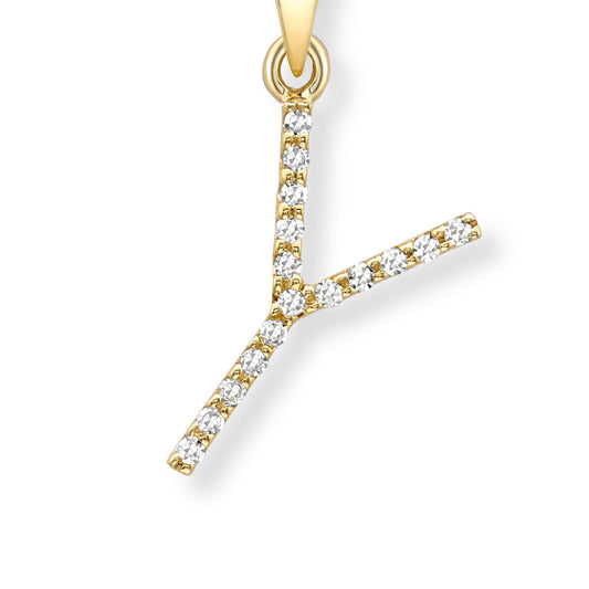 9ct Gold Diamond Initial Charm Pendant Letter Y - INNR0212-Y