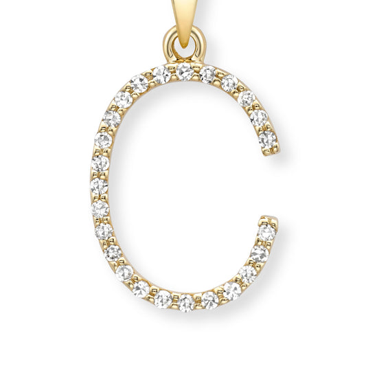 18ct Gold Diamond Initial Charm Pendant Letter C - INNR0213-C