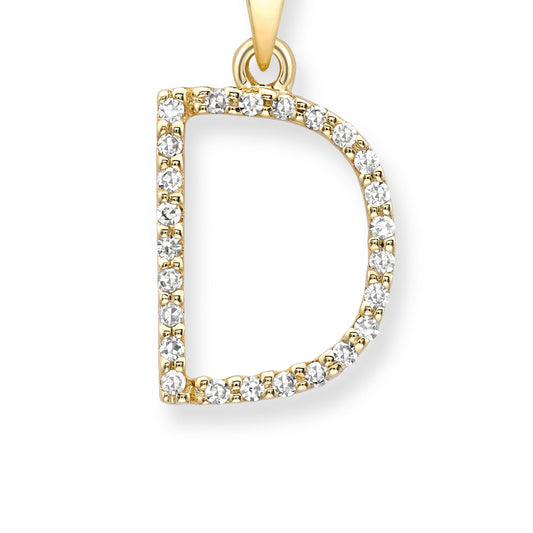 18ct Gold Diamond Initial Charm Pendant Letter D - INNR0213-D