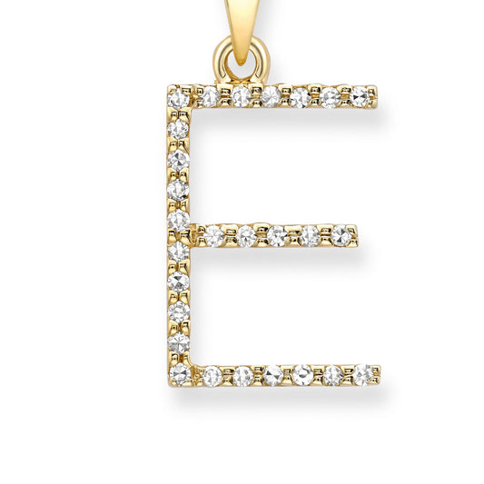 18ct Gold Diamond Initial Charm Pendant Letter E - INNR0213-E