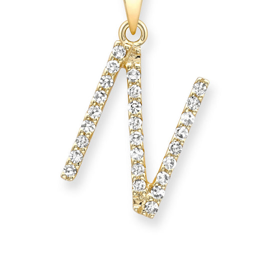 18ct Gold Diamond Initial Charm Pendant Letter N - INNR0213-N