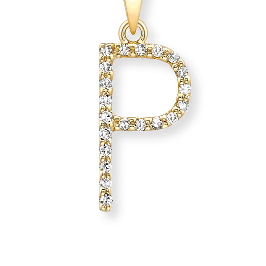 18ct Gold Diamond Initial Charm Pendant Letter P - INNR0213-P