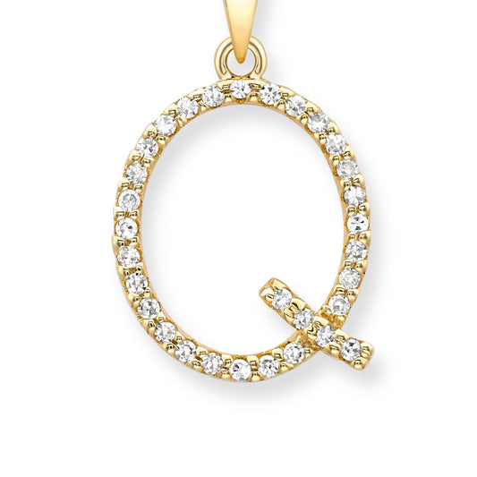 18ct Gold Diamond Initial Charm Pendant Letter Q - INNR0213-Q