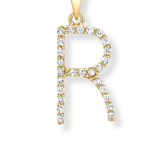 18ct Gold Diamond Initial Charm Pendant Letter R - INNR0213-R
