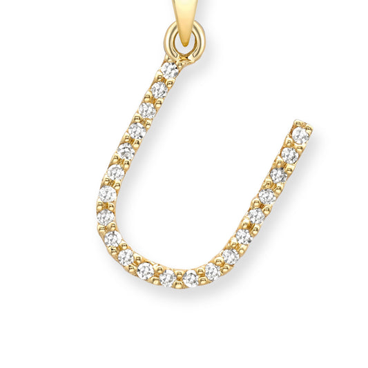18ct Gold Diamond Initial Charm Pendant Letter U - INNR0213-U