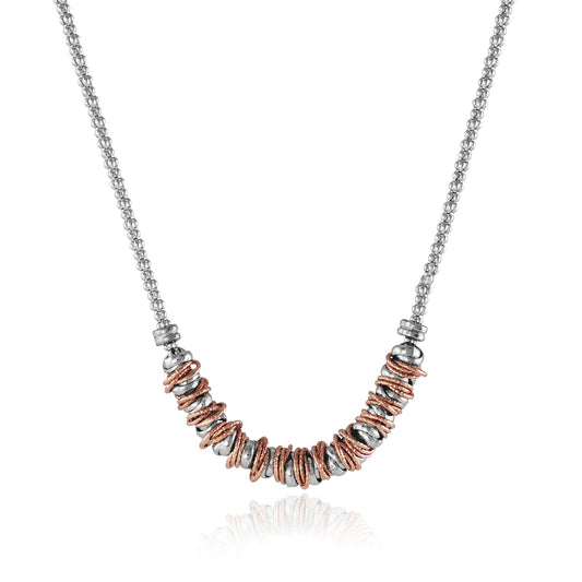 Rose Silver Multi Link Popcorn Necklace 1.5mm 6mm 16.5 + 2" - JACOBJN006