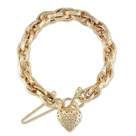 9ct Gold Victorian Heart Prince Of Wales 9mm Bracelet - JBB016