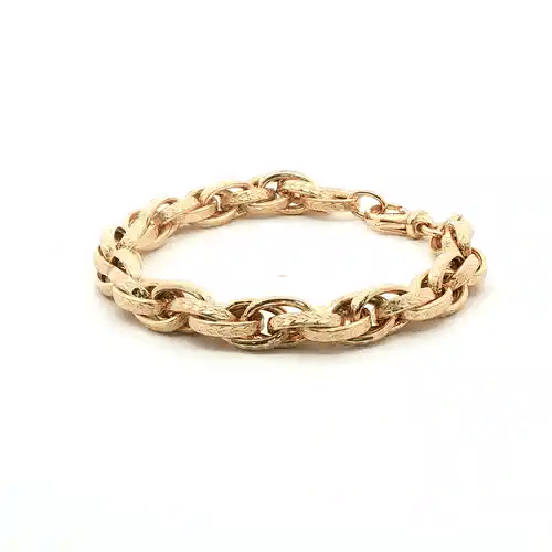 9ct Gold Engraved Prince of Wales 9mm Chain Link Bracelet 7.5" - JBB017