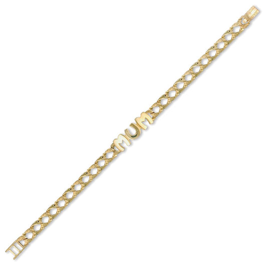 Ladies Solid 9ct Gold MUM Venezia Curb 6mm Gauge Bracelet - JBB208