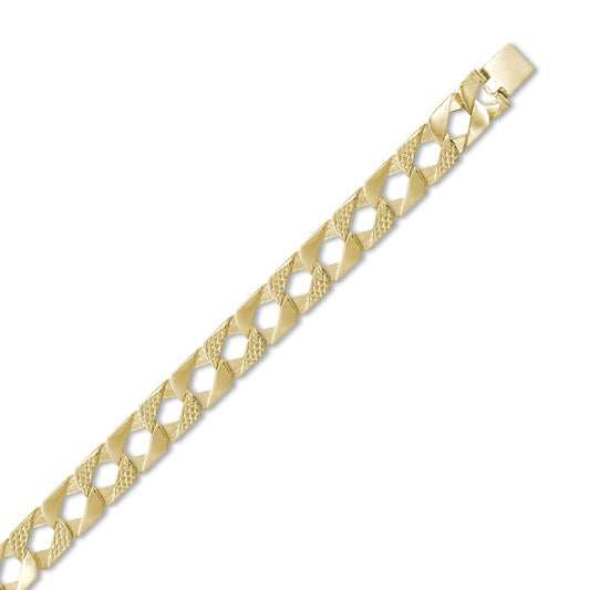 Mens 9ct Gold Lizard Curb 13mm Cast Chain Necklace - JBB273