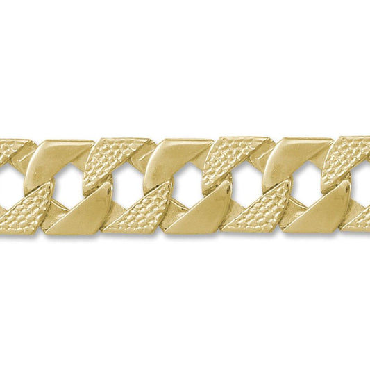 Mens 9ct Gold Lizard Curb 22mm Cast Chain Bracelet, 9 inch - JBB274