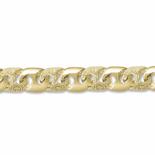 Mens 9ct Gold Bali Link 13mm Cast Chain Bracelet, 9 inch - JBB282